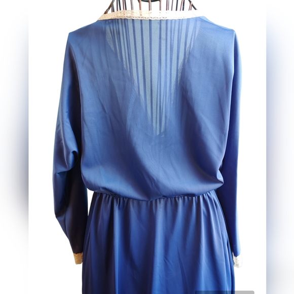Vintage Vanity Fair Nylon Blue Dressing Gown Robe Nightgown Duster - Size 34 - Picture 11 of 16